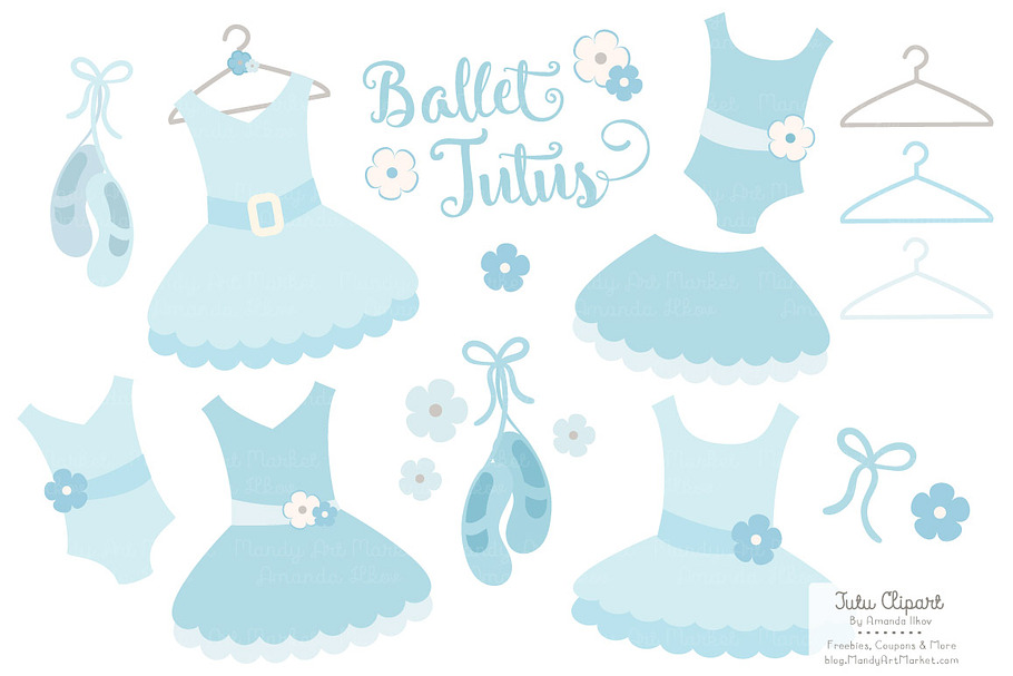 Soft Blue Ballet Tutus Clipart in Illustrations - product preview 8