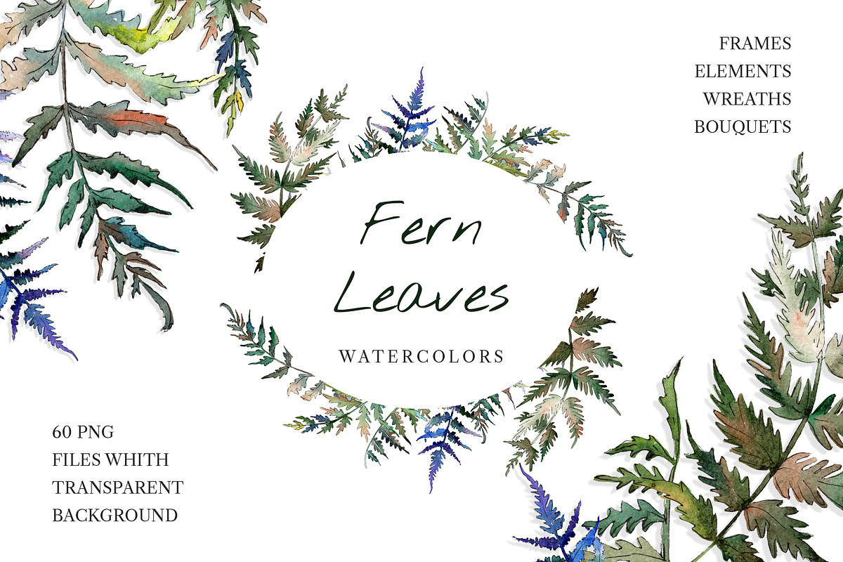 Fern leaf clipart watercolor png in Illustrations - product preview 8