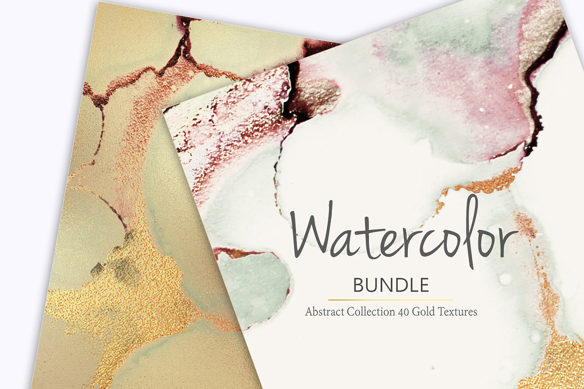 Gold Ink + Watercolor Foil Textures in Textures - product preview 8