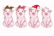 Pig, piggy, bandana, Santa hat