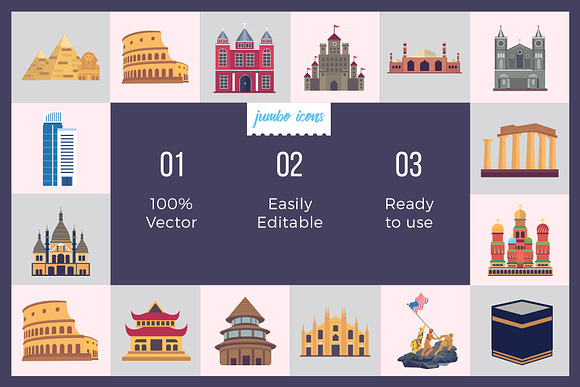 Flat Vector Icons Monument Pack V2 in Icons - product preview 3