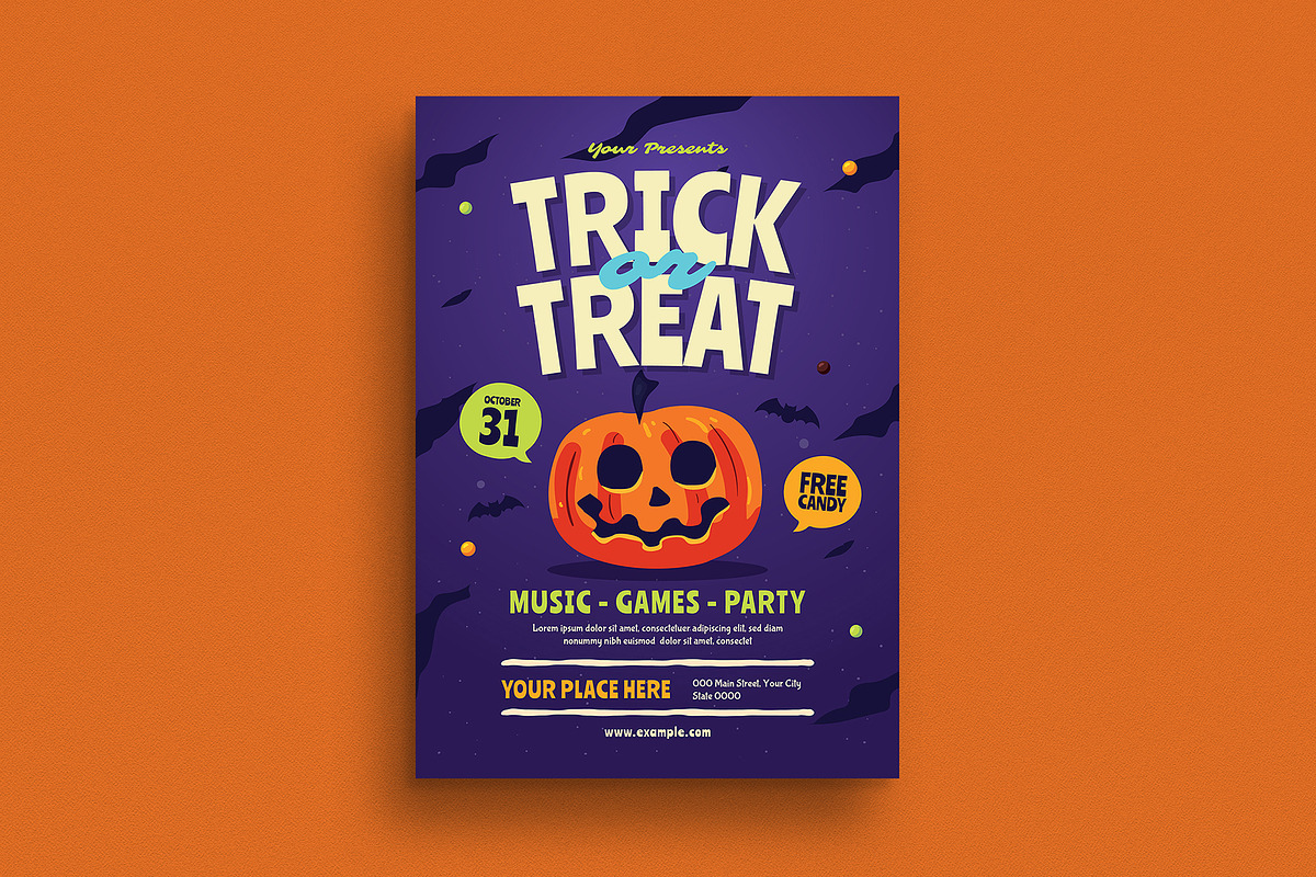 Trick Or Treat Halloween Event Flyer in Flyer Templates - product preview 8