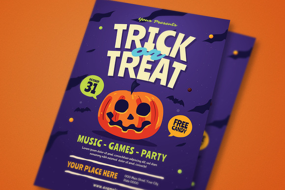 Trick Or Treat Halloween Event Flyer in Flyer Templates - product preview 2
