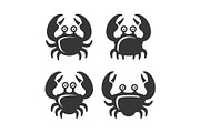 Crab Icon Set on White Background