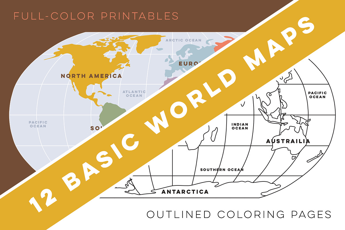 Basic World Maps & Coloring Pages in Illustrations - product preview 8