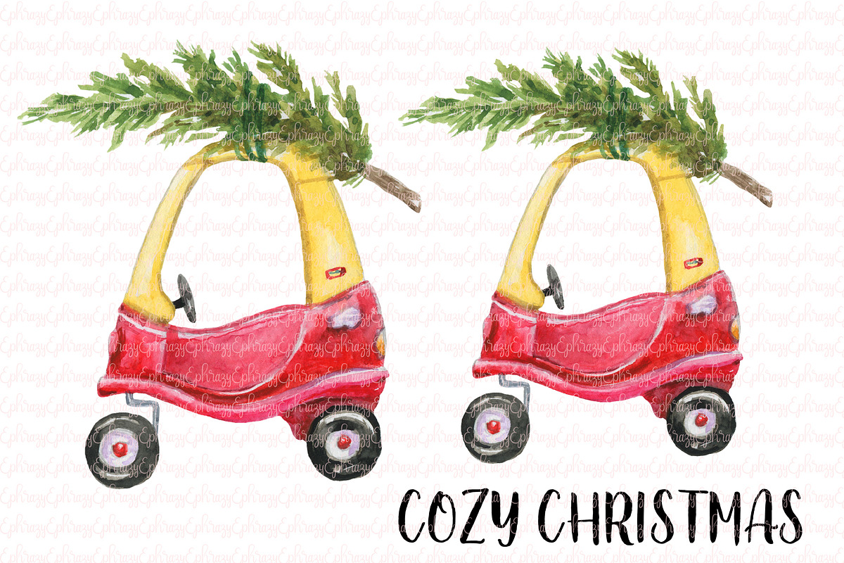 Little tikes. Baby car. Christmas in Illustrations - product preview 8