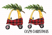 Baby car, coupe, plaid clipart