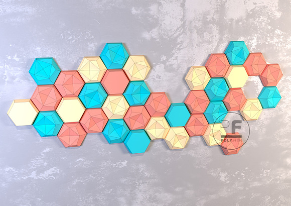 DIY Honeycomb Set 3D model template in Templates - product preview 1