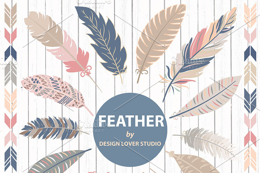 VECTOR Feather clipart navy blue