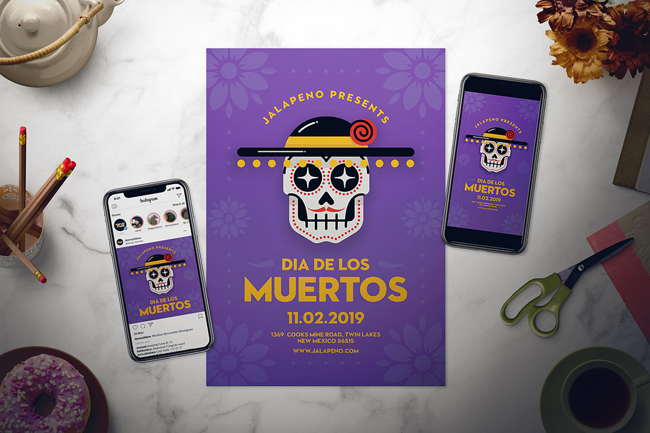 Dia De Los Muertos Flyer Set in Flyer Templates - product preview 8