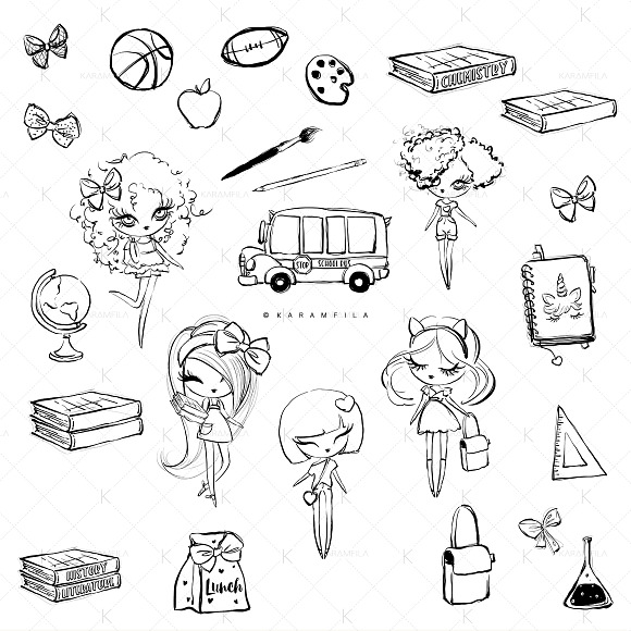 Back to School Doodles Clipart in Illustrations - product preview 2