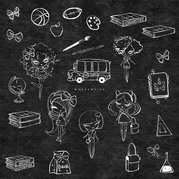 Back to School Doodles Clipart in Illustrations - product preview 3
