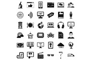 Web message icons set, simple style