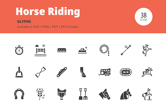Horse Riding Glyph Icons in Icons - product preview 1