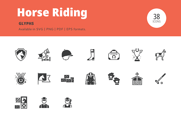 Horse Riding Glyph Icons in Icons - product preview 2