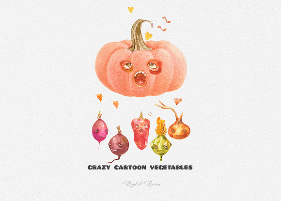 Vegetables - cartoon character in Illustrations - product preview 5