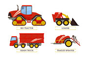 Big Tractor and Loader Set Vector