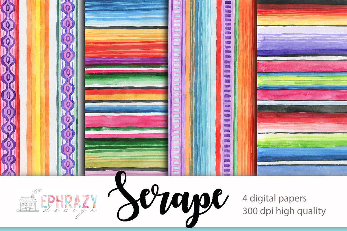 Serape digital paper. Watercolor in Patterns - product preview 8