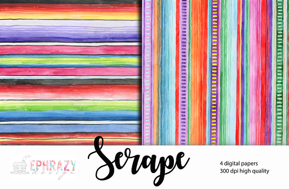 Serape digital paper. Watercolor in Patterns - product preview 2
