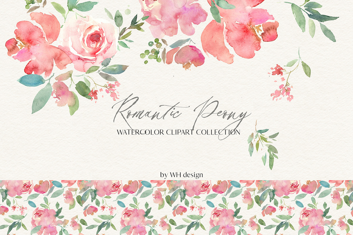 Romantic Peony Watercolor Flowers in Illustrations - product preview 8