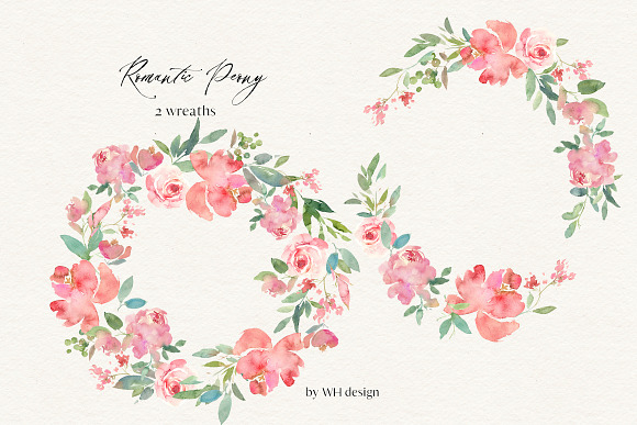 Romantic Peony Watercolor Flowers in Illustrations - product preview 2