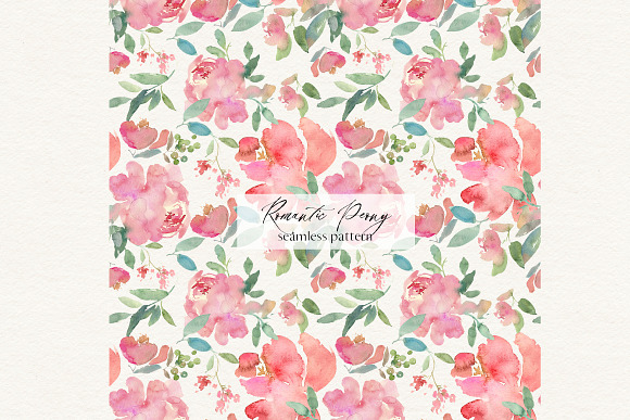 Romantic Peony Watercolor Flowers in Illustrations - product preview 3