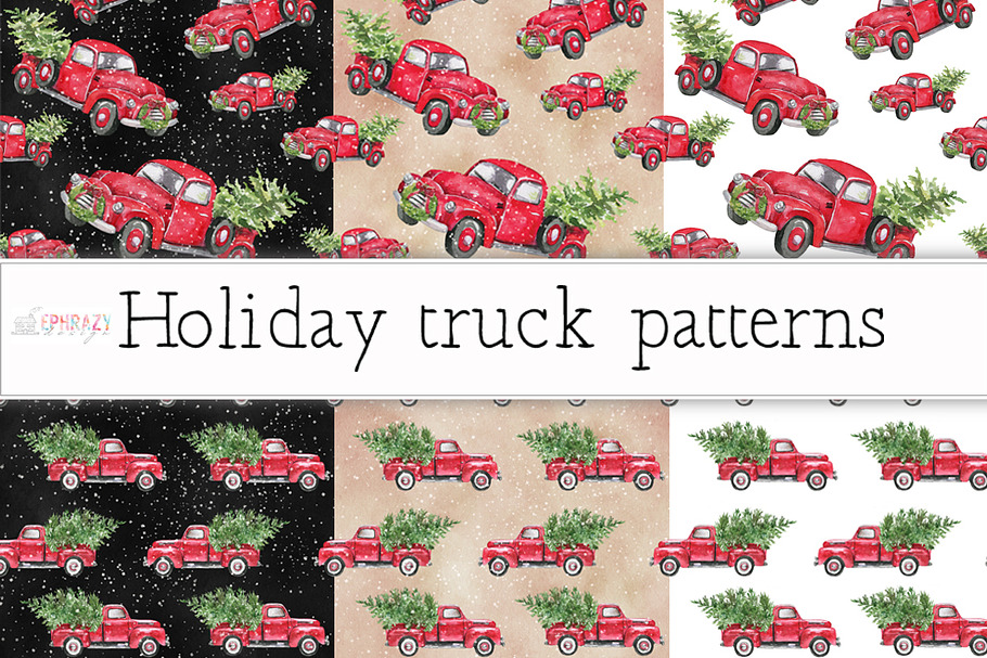 Christmas truck pattern. Seamless