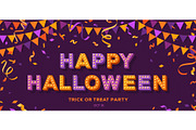 Happy Halloween on violet banner