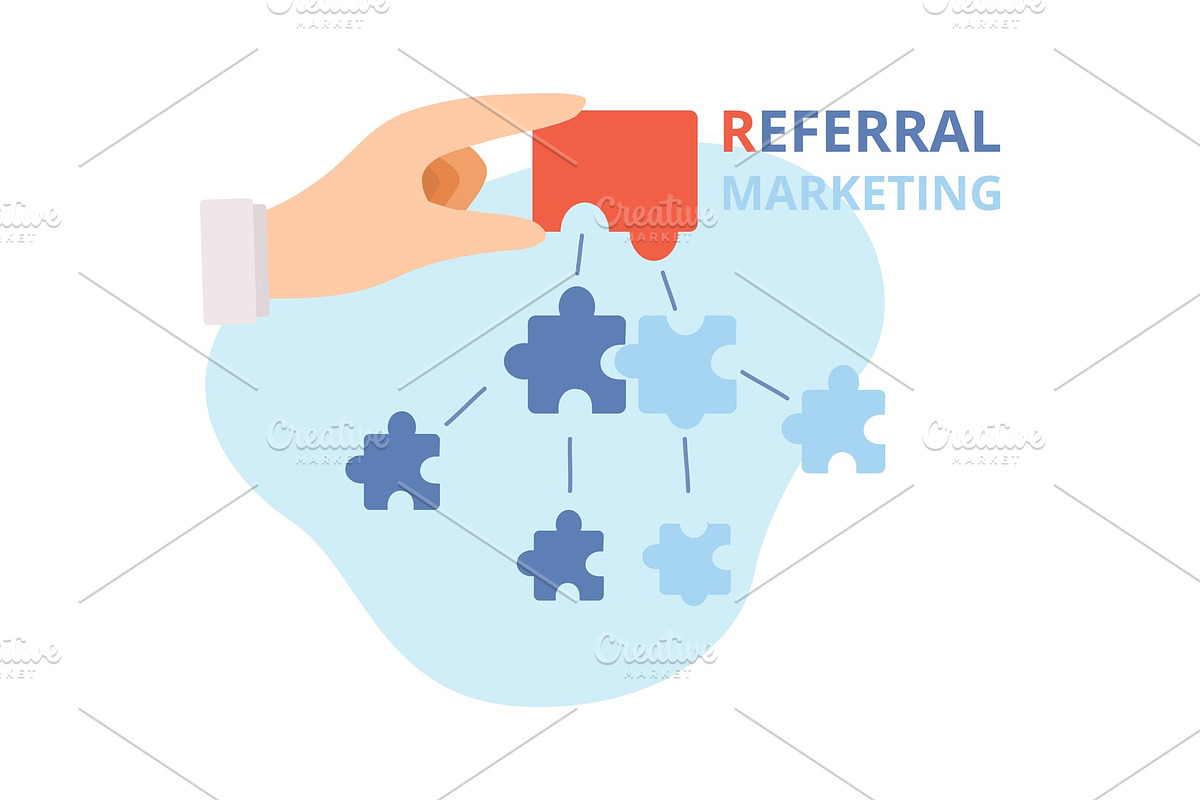 Referral Marketing, Hand Putting in Illustrations - product preview 8