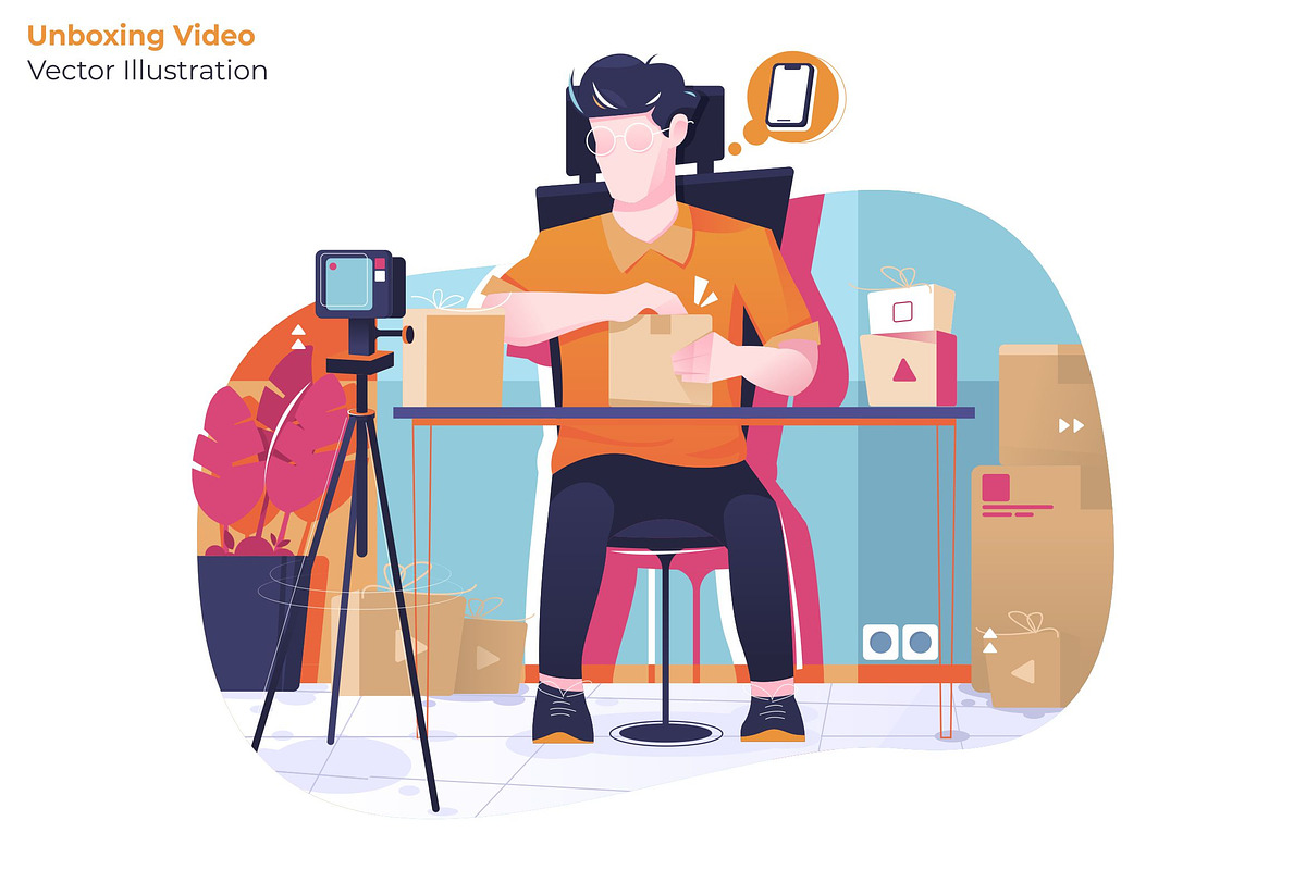 Unboxing Video - Vector Illustration in Illustrations - product preview 8