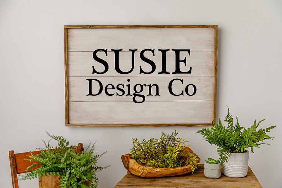 Large Sign With Greenery Mock Up
