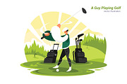 A Guy Playing Golf - Illustration