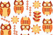 6 vector owls seamless patterns