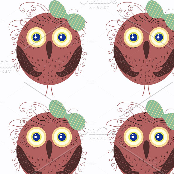 6 vector owls seamless patterns in Patterns - product preview 1