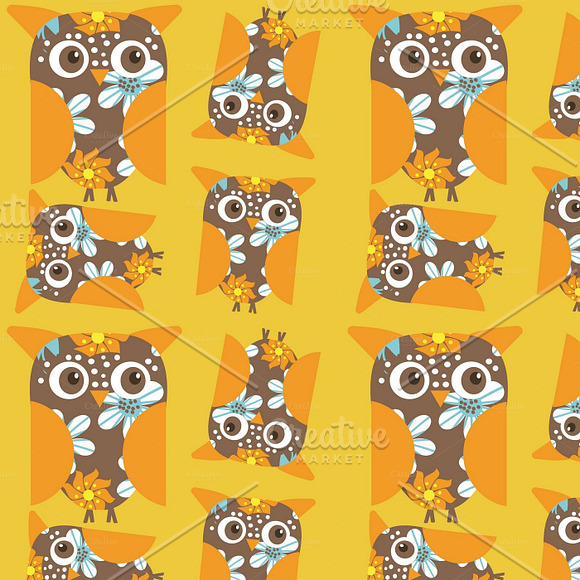 6 vector owls seamless patterns in Patterns - product preview 2