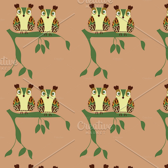 6 vector owls seamless patterns in Patterns - product preview 4
