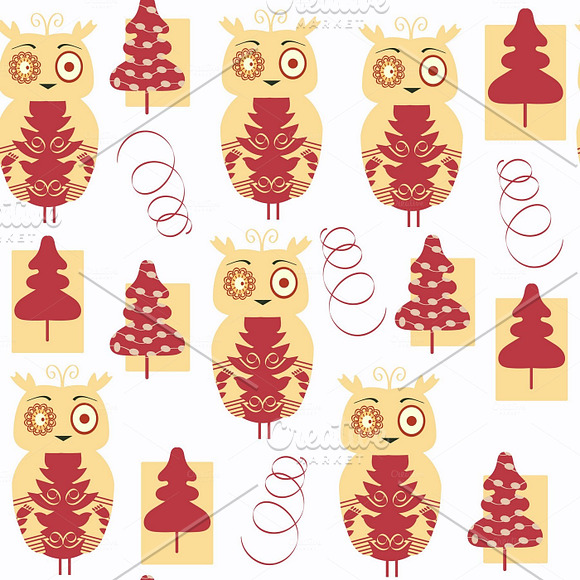 6 vector owls seamless patterns in Patterns - product preview 5