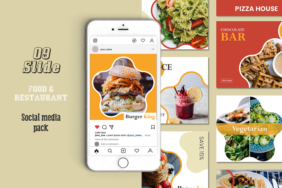 Food or Restaurant Social Media Pack in Instagram Templates - product preview 8