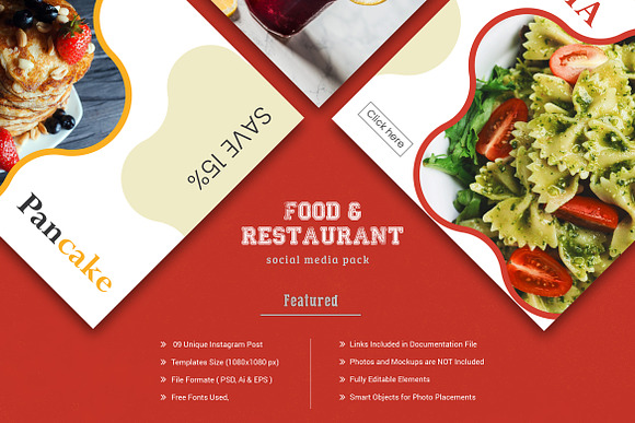 Food or Restaurant Social Media Pack in Instagram Templates - product preview 4