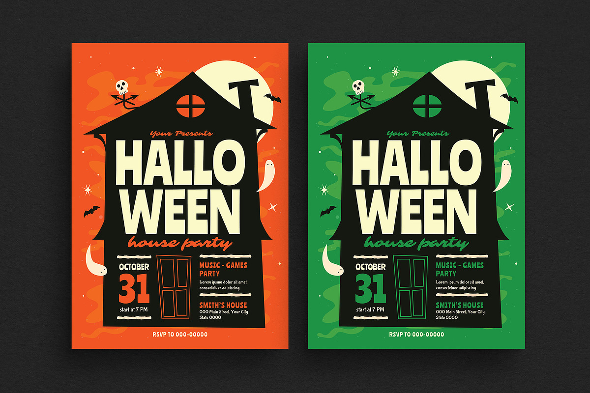 Halloween House Party Event Flyer in Flyer Templates - product preview 8
