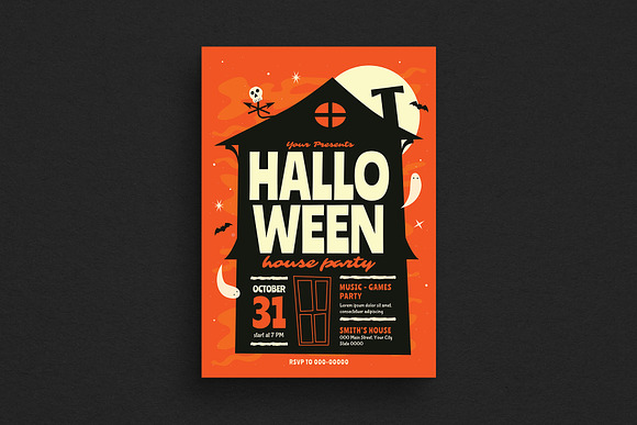 Halloween House Party Event Flyer in Flyer Templates - product preview 2
