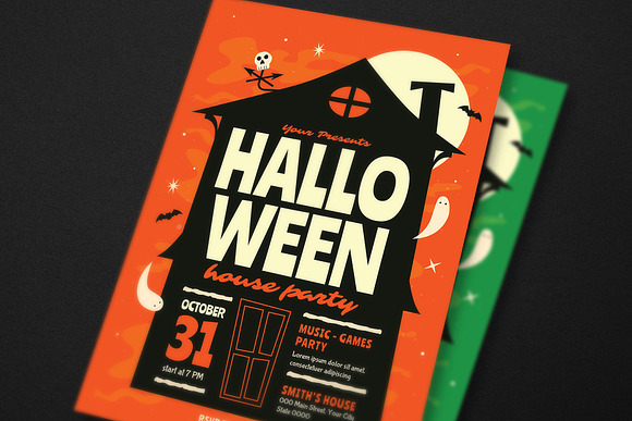 Halloween House Party Event Flyer in Flyer Templates - product preview 3