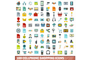 100 cellphone shopping icons set
