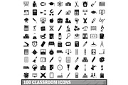 100 classroom icons set