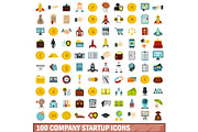 100 company startup icons set