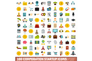 100 corporation startup icons set