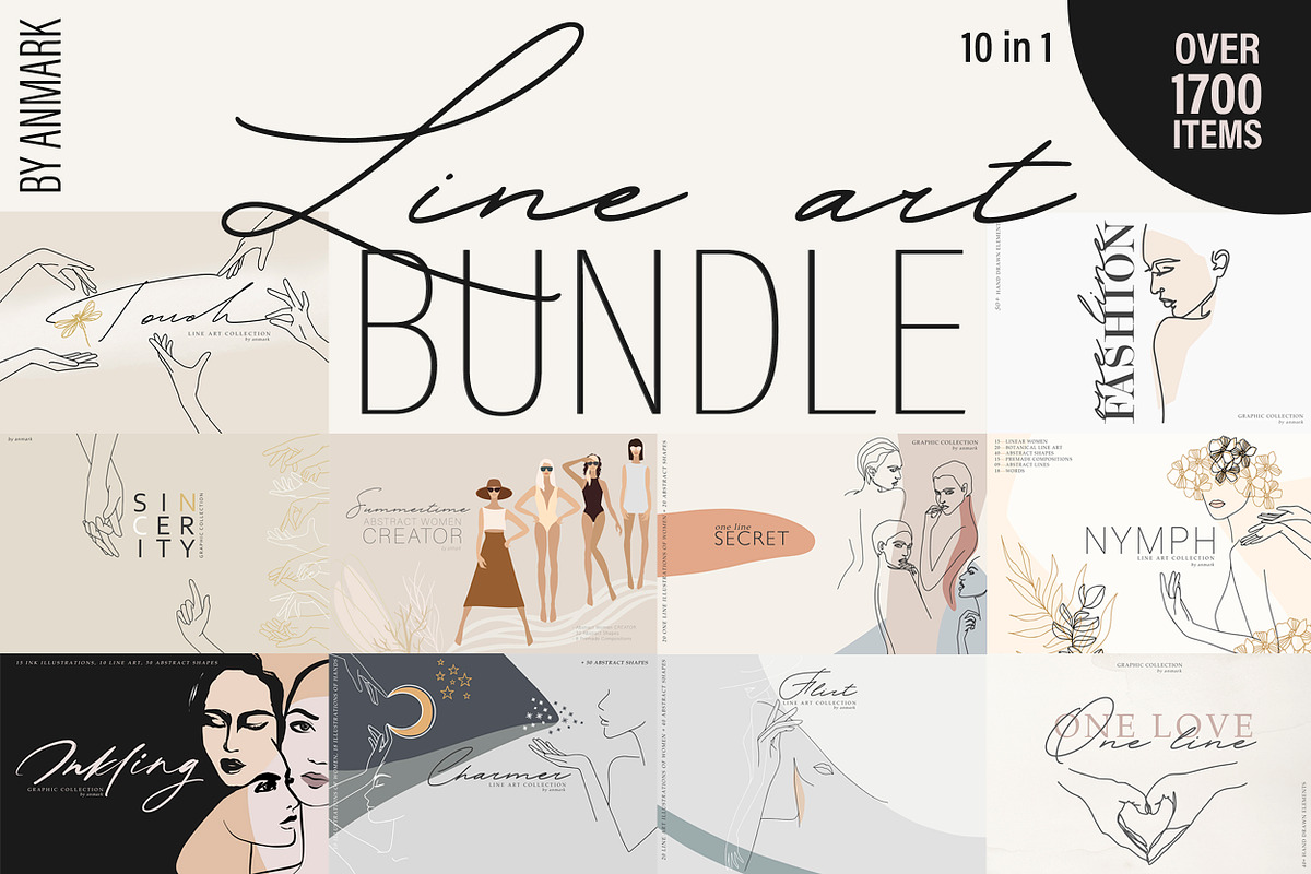 Female line art BUNDLE. 10 in 1. in Objects - product preview 8