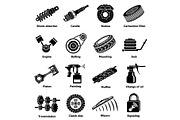 Car repair parts icons set
