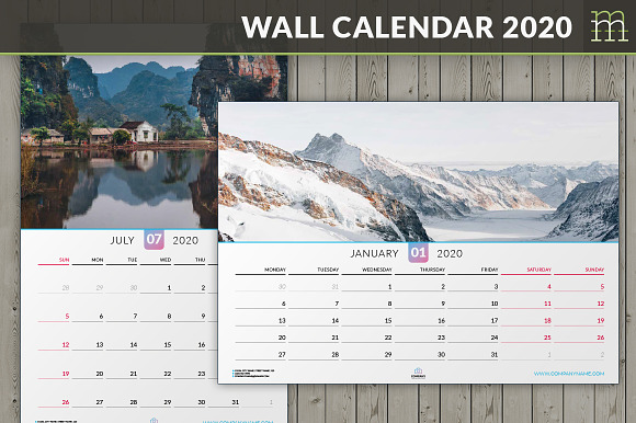 Wall Calendar 2020 (WC014-20) in Stationery Templates - product preview 8