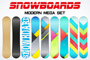 Set of Modern Snowboards